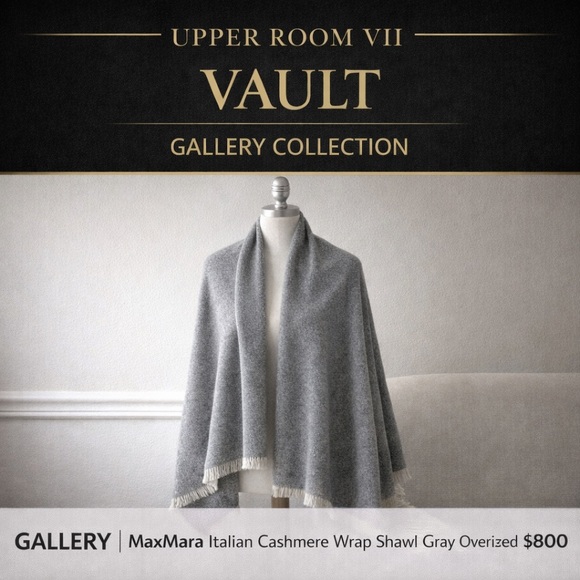 MaxMara Italian Cashmere Wrap Shawl Gray Oversized Luxury